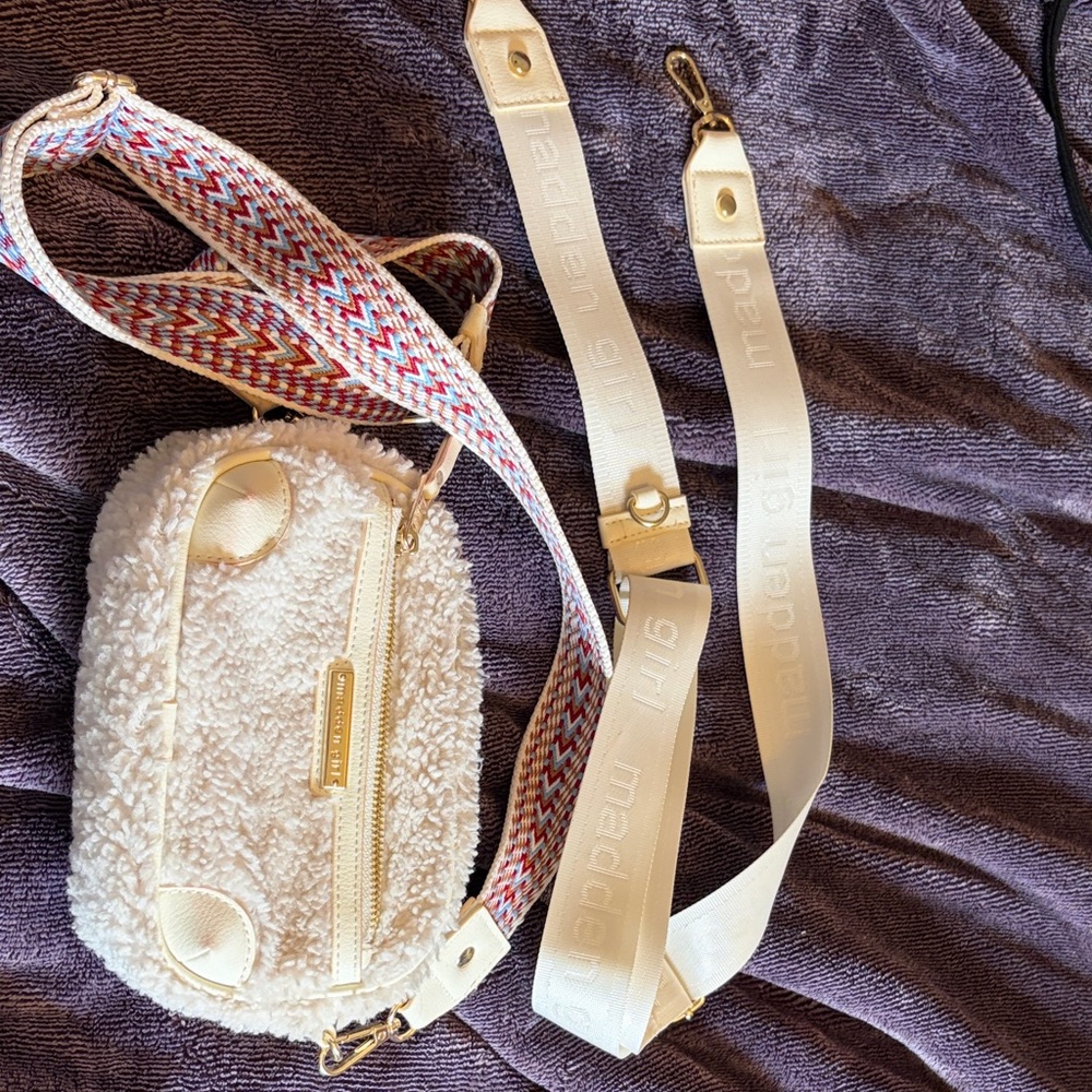 Cream Textured Crossbody Bag